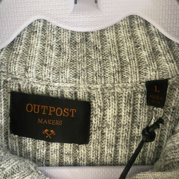 Outpost Makers Ribbed Knit Sweater Mens L Gray 1/4 Career Zip NWT - Picture 2 of 12